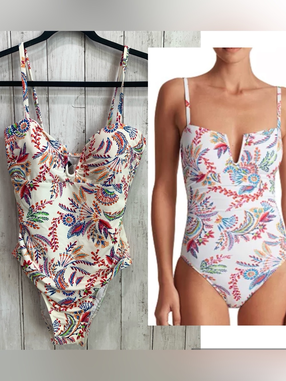 LAUREN RALPH LAUREN Fleurette One Piece Swimsuit Size 14 White Pink Floral NWT